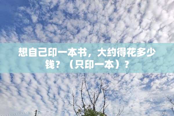 想自己印一本书，大约得花多少钱？（只印一本）？