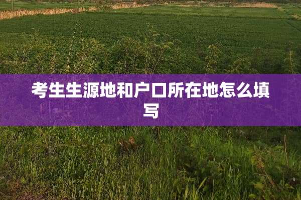 考生生源地和户口所在地怎么填写