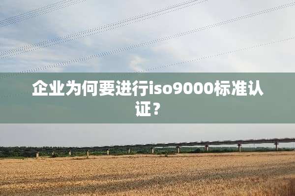 企业为何要进行iso9000标准认证？