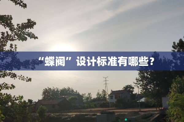 “蝶阀”设计标准有哪些？