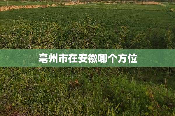亳州市在安徽哪个方位