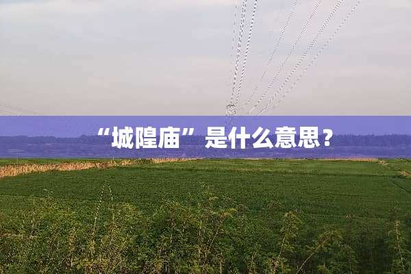 “城隍庙”是什么意思？