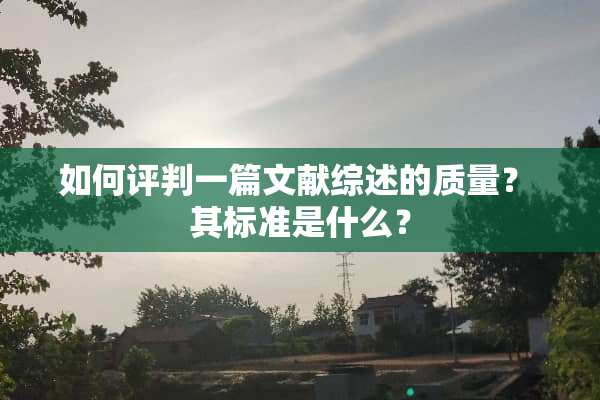 如何评判一篇文献综述的质量？ 其标准是什么？