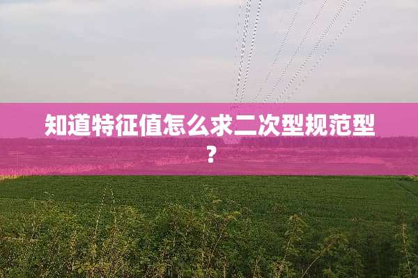 知道特征值怎么求二次型规范型？