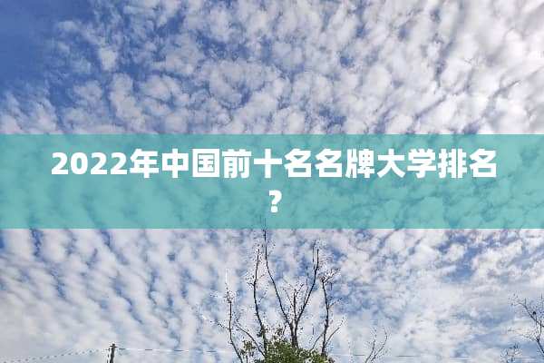 2022年中国前十名名牌大学排名？