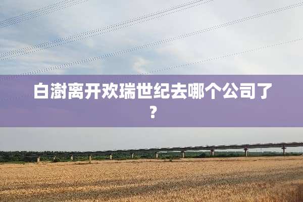 白澍离开欢瑞世纪去哪个公司了？
