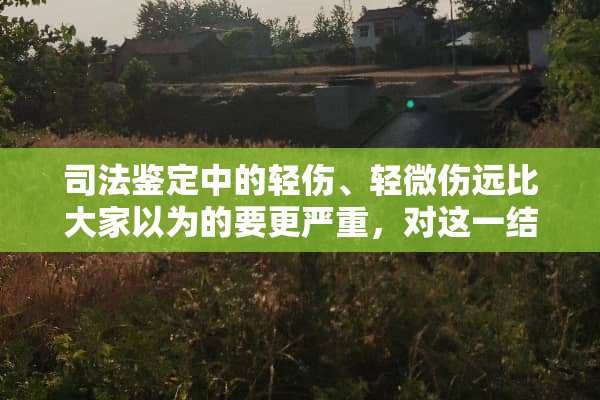 司法鉴定中的轻伤、轻微伤远比大家以为的要更严重，对这一结论该如何理解？