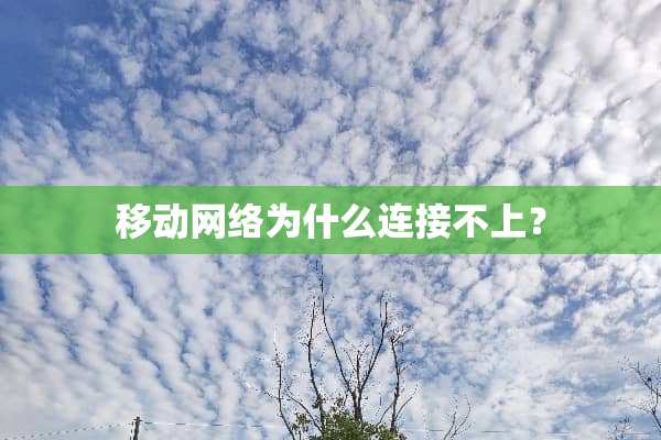 移动网络为什么连接不上？