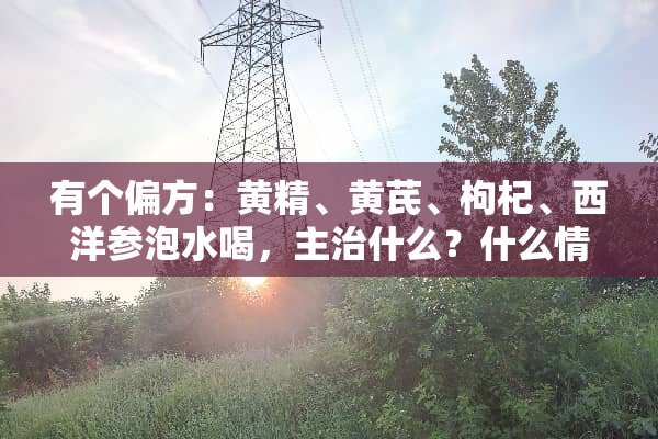 有个偏方：黄精、黄芪、枸杞、西洋参泡水喝，主治什么？什么情况不适宜