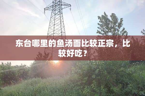 东台哪里的鱼汤面比较正宗，比较好吃？