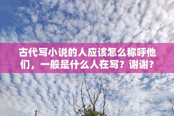 古**小说的人应该怎么称呼他们，一般是什么人在写？谢谢？