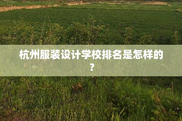 杭州服装设计学校排名是怎样的？
