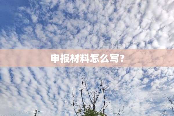 申报材料怎么写？