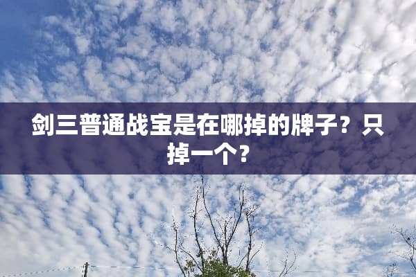 剑三普通战宝是在哪掉的牌子？只掉一个？