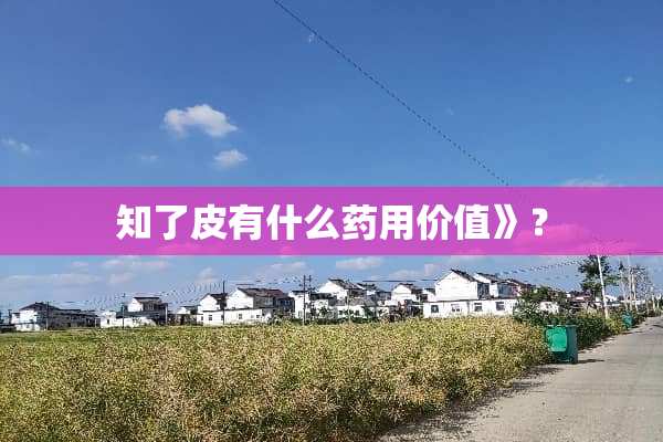 知了皮有什么药用价值》？