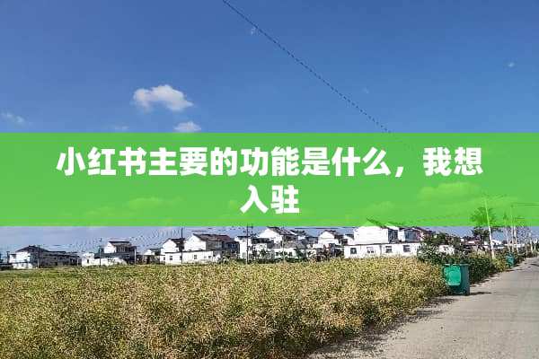 小红书主要的功能是什么，我想入驻