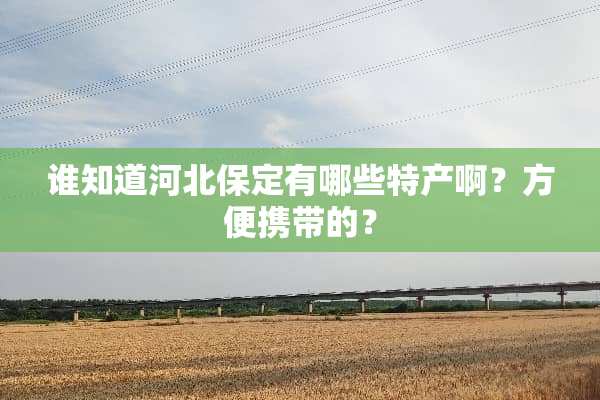 谁知道河北保定有哪些特产啊？方便携带的？