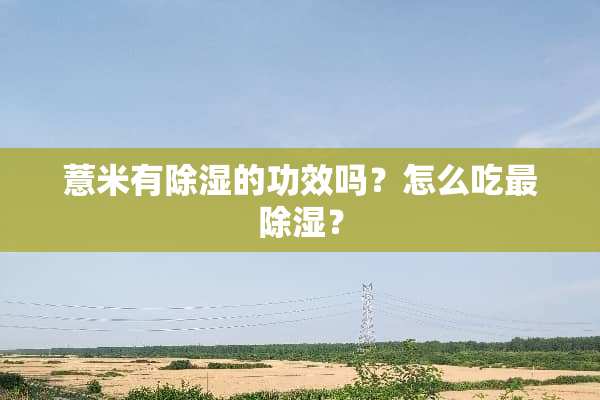 薏米有除湿的功效吗？怎么吃最除湿？