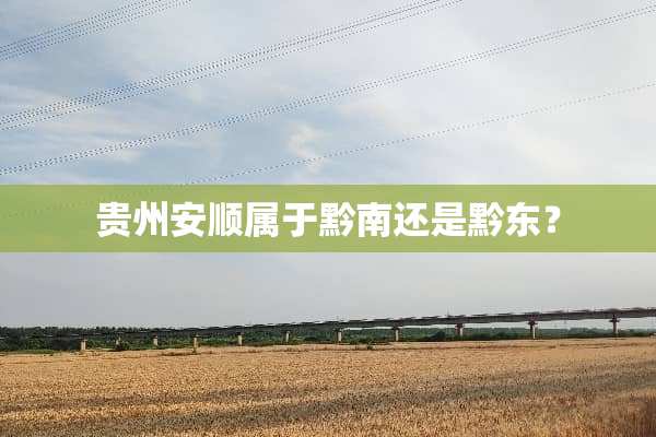 贵州安顺属于黔南还是黔东？