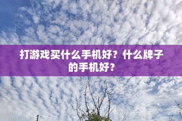 打游戏买什么手机好？什么牌子的手机好？