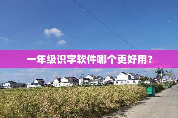 一年级识字软件哪个更好用？