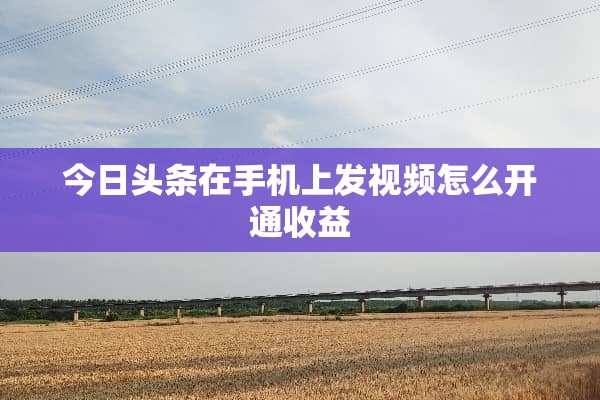 今日头条在手机上发视频怎么开通收益