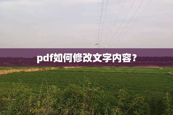pdf如何修改文字内容？