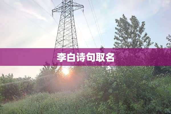 李白诗句取名