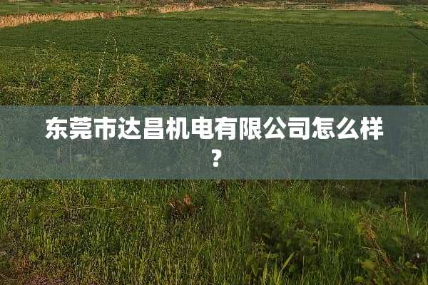 东莞市达昌机电有限公司怎么样？