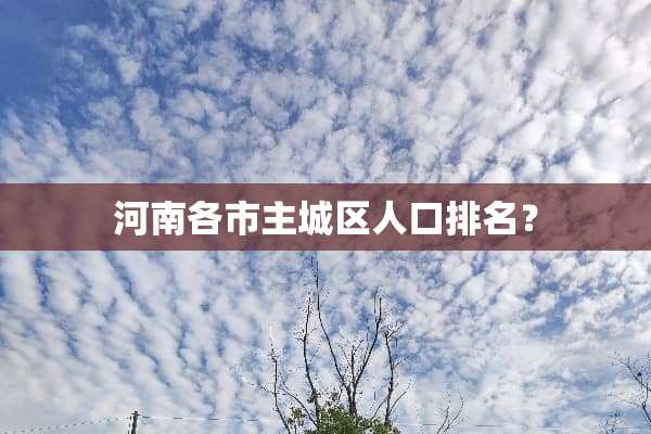 河南各市主城区人口排名？