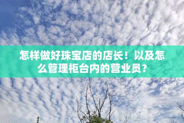 怎样做好珠宝店的店长！以及怎么管理柜台内的营业员？