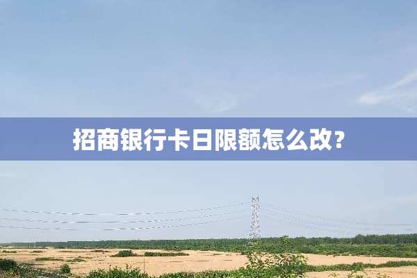 招商***日限额怎么改？
