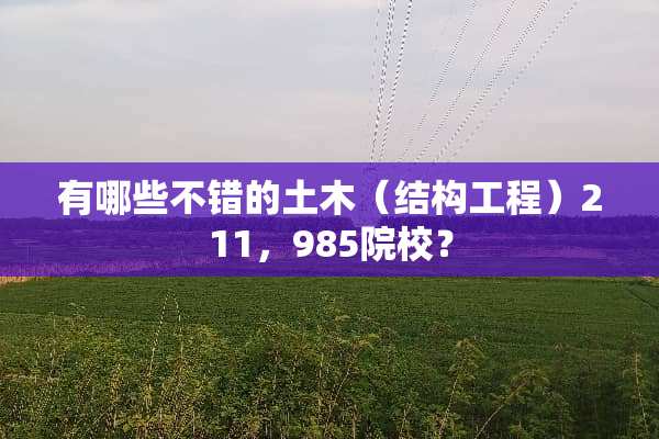 有哪些不错的土木（结构工程）211，985院校？