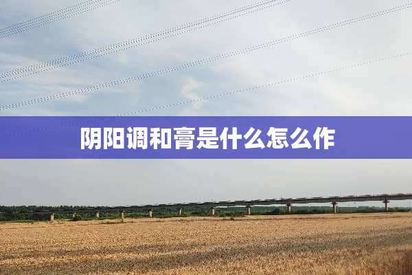 *阳调和膏是什么怎么作