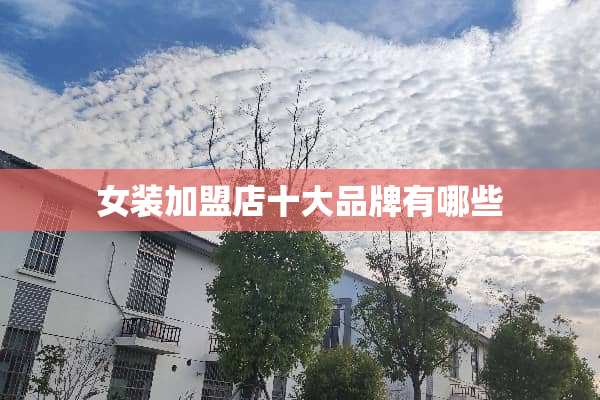 女装加盟店十大品牌有哪些