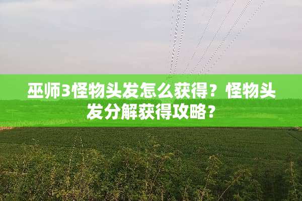 巫师3怪物头发怎么获得？怪物头发分解获得攻略？