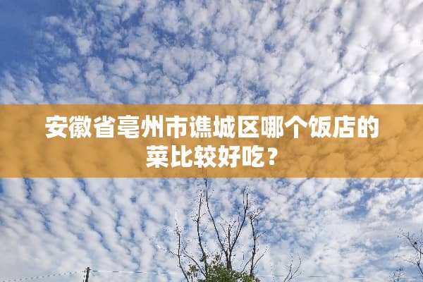 安徽省亳州市谯城区哪个饭店的菜比较好吃？