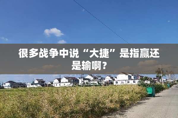很多战争中说“大捷”是指赢还是输啊？