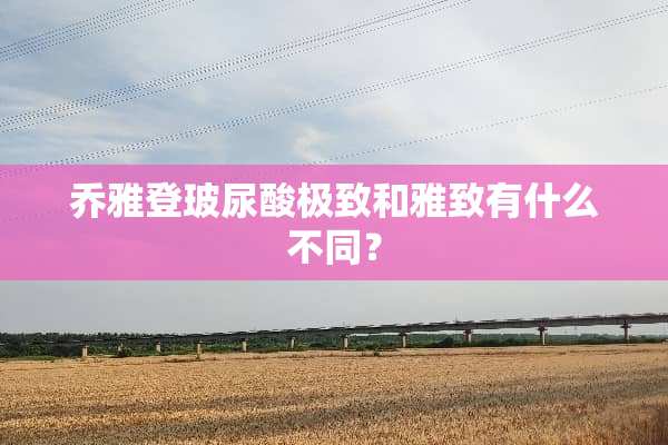 乔雅登玻尿酸极致和雅致有什么不同？