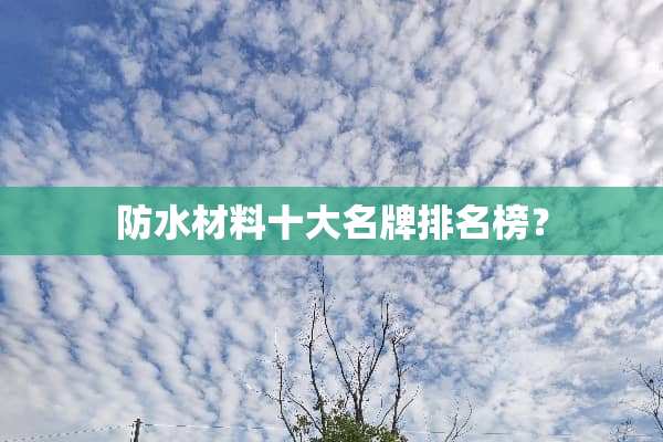 防水材料十大名牌排名榜？