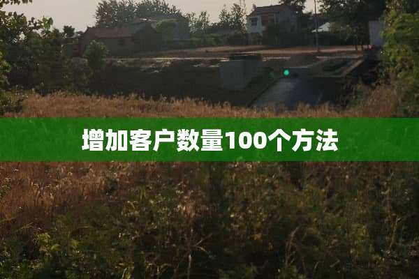 增加客户数量100个方法