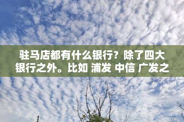 驻马店都有什么银行？除了四大银行之外。比如 浦发 中信 广发之类的