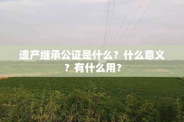 遗产继承公证是什么？什么意义？有什么用？