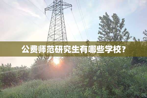 公费师范研究生有哪些学校？