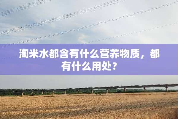 淘米水都含有什么营养物质，都有什么用处？