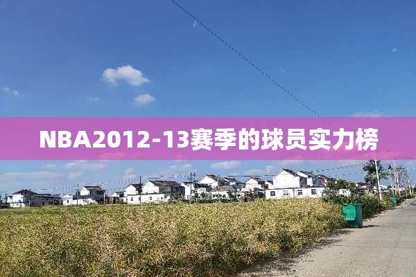 NBA2012-13赛季的球员实力榜