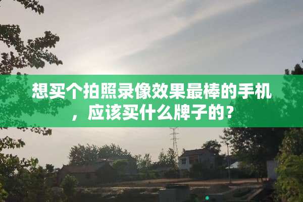 想买个拍照录像效果最棒的手机，应该买什么牌子的？