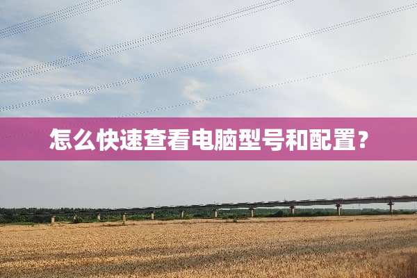 怎么快速查看电脑型号和配置？