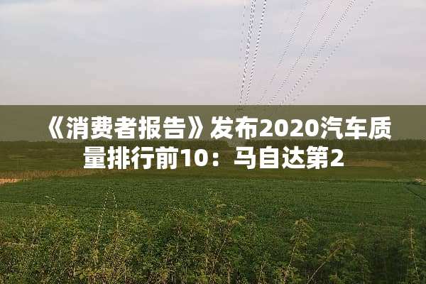 《消费者报告》发布2020汽车质量排行前10：***第2