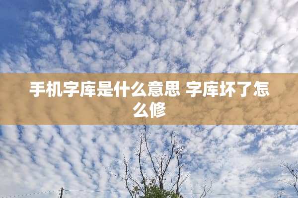 手机字库是什么意思 字库坏了怎么修